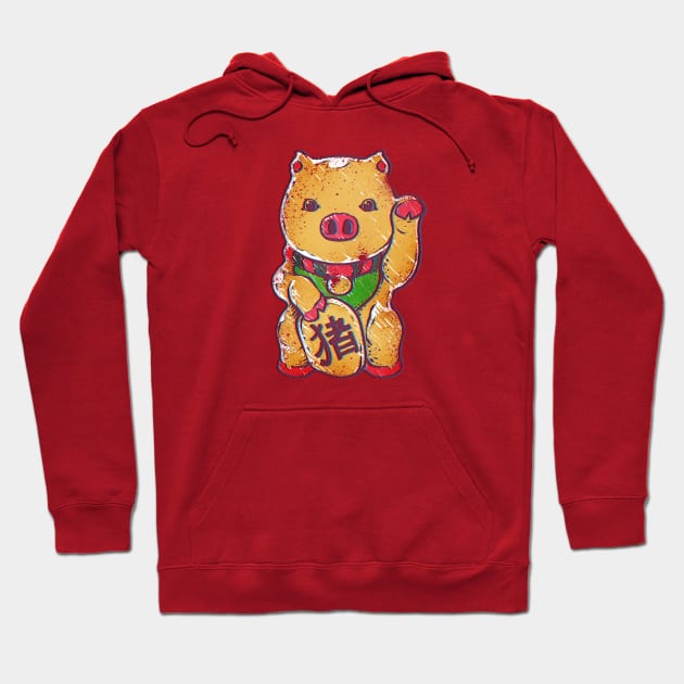 Piggy Maneki Neko Hoodie by FunkyHusky